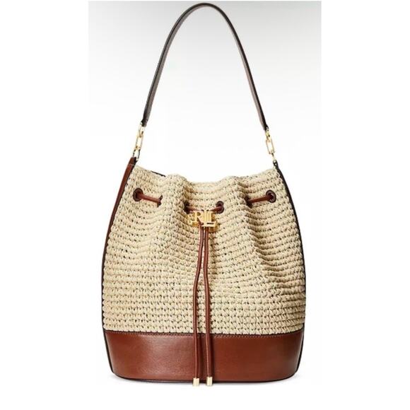 Lauren Ralph Lauren Handbags - Ralph Lauren Faux-Straw Large Andie Drawstring Bag